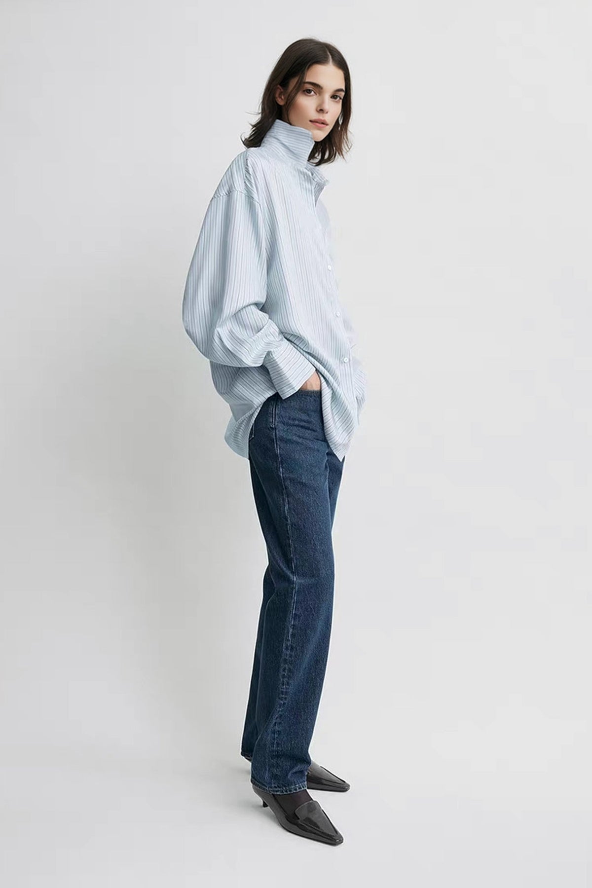 100% Silk Striped Button-Down Shirt