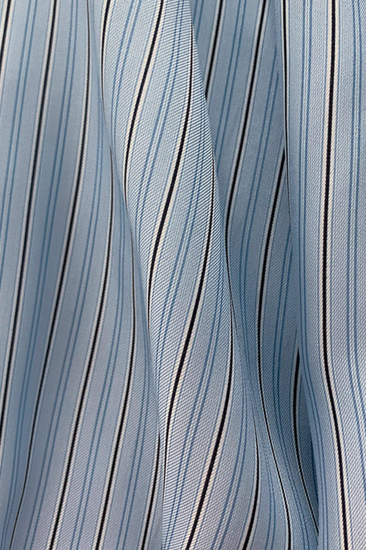 100% Silk Striped Button-Down Shirt