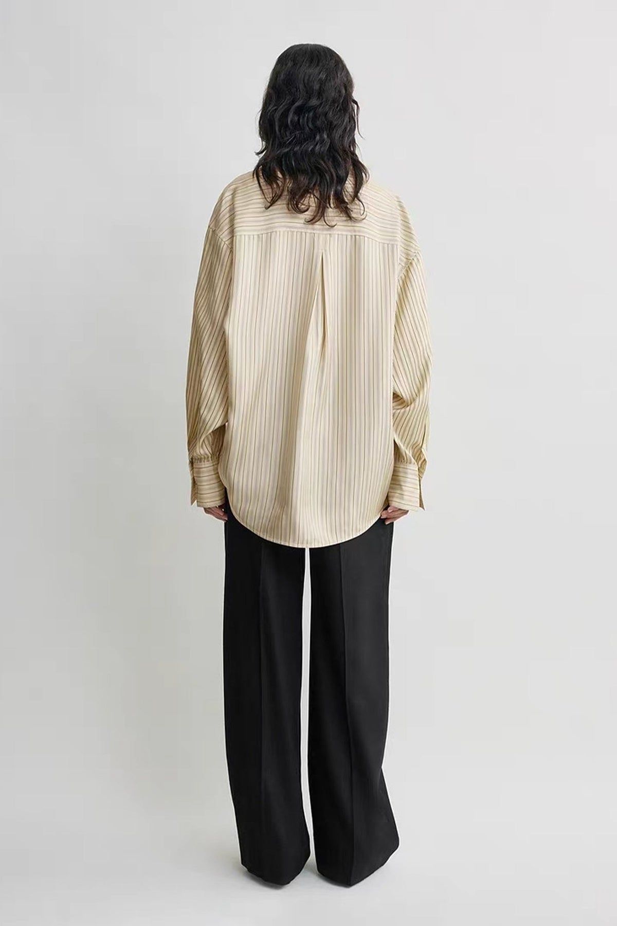 100% Silk Striped Button-Down Shirt