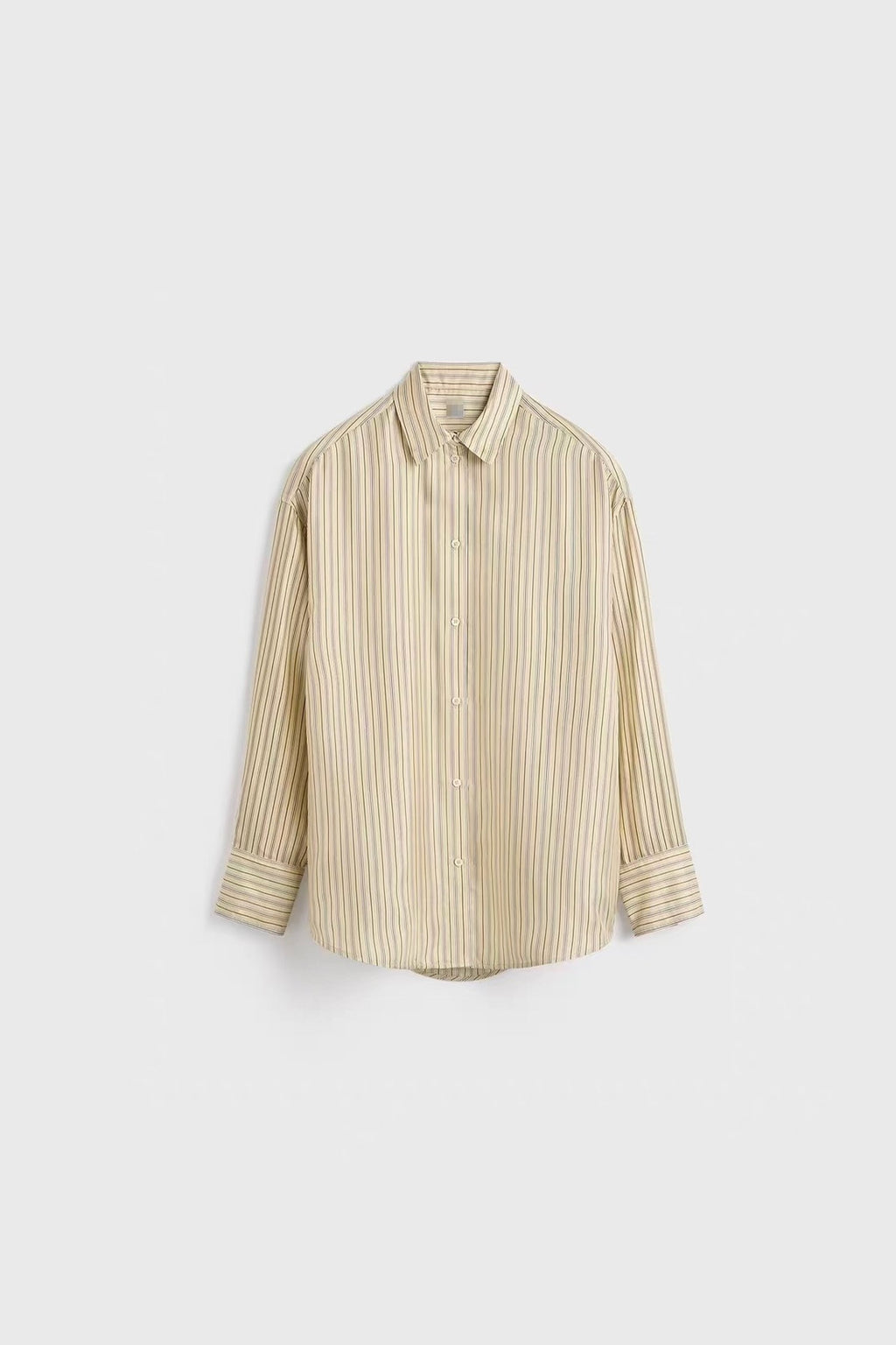 100% Silk Striped Button-Down Shirt