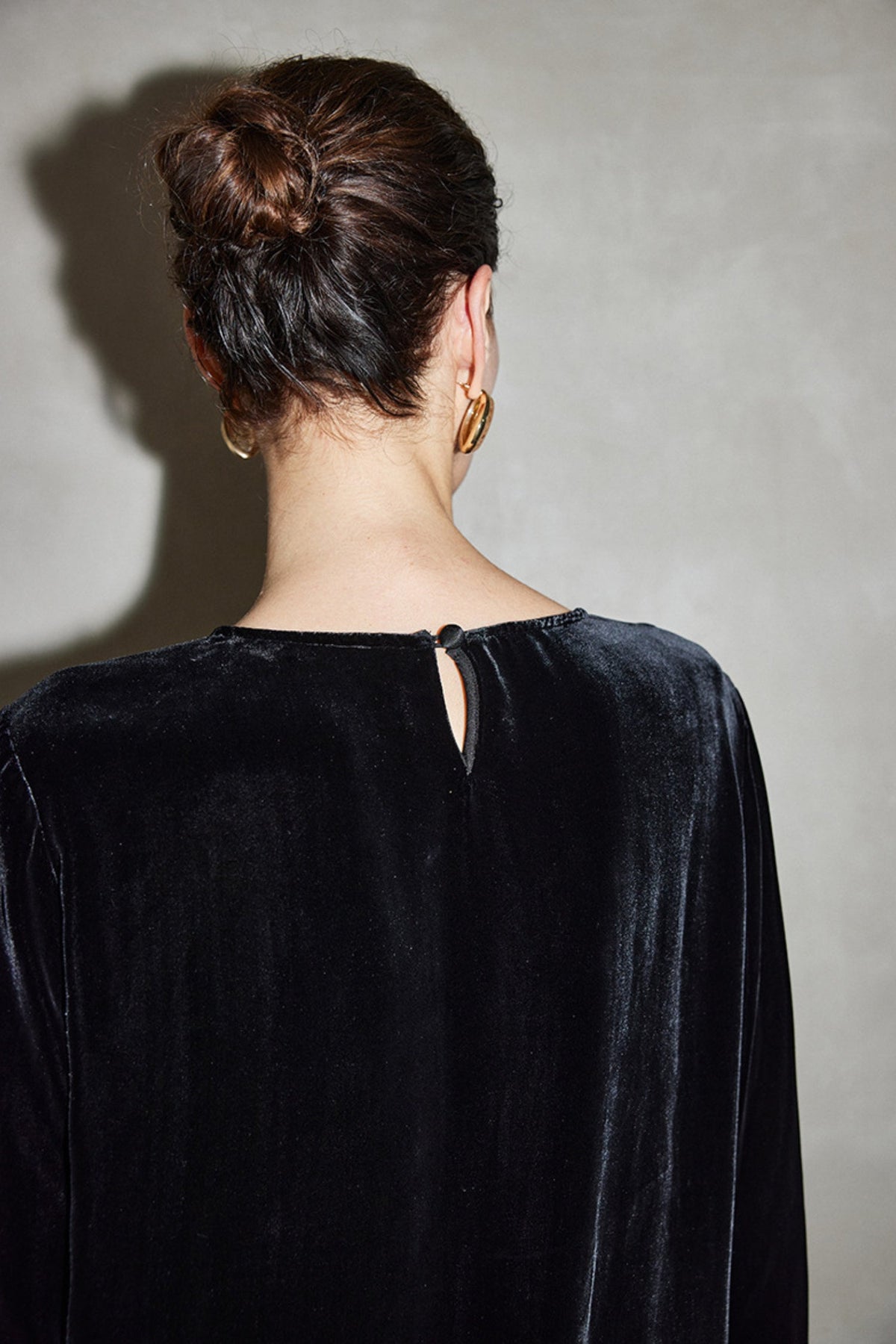 100% Silk Velvet Long Sleeve Embroidered Blouse