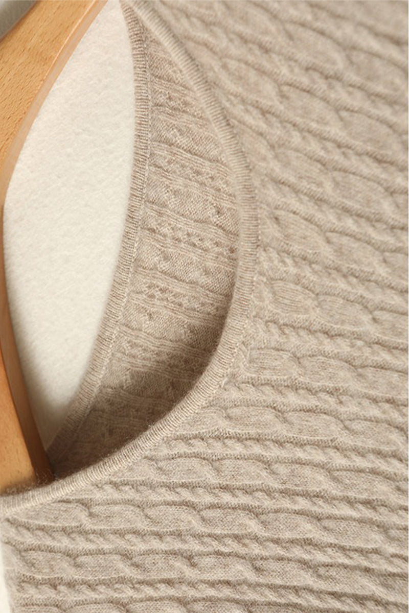 100% Wool Long Sleeve Cable Knit Maxi Sweater Dress