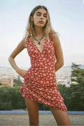 16 Momme Silk Floral Double Crepe V-Neck Midi Dress