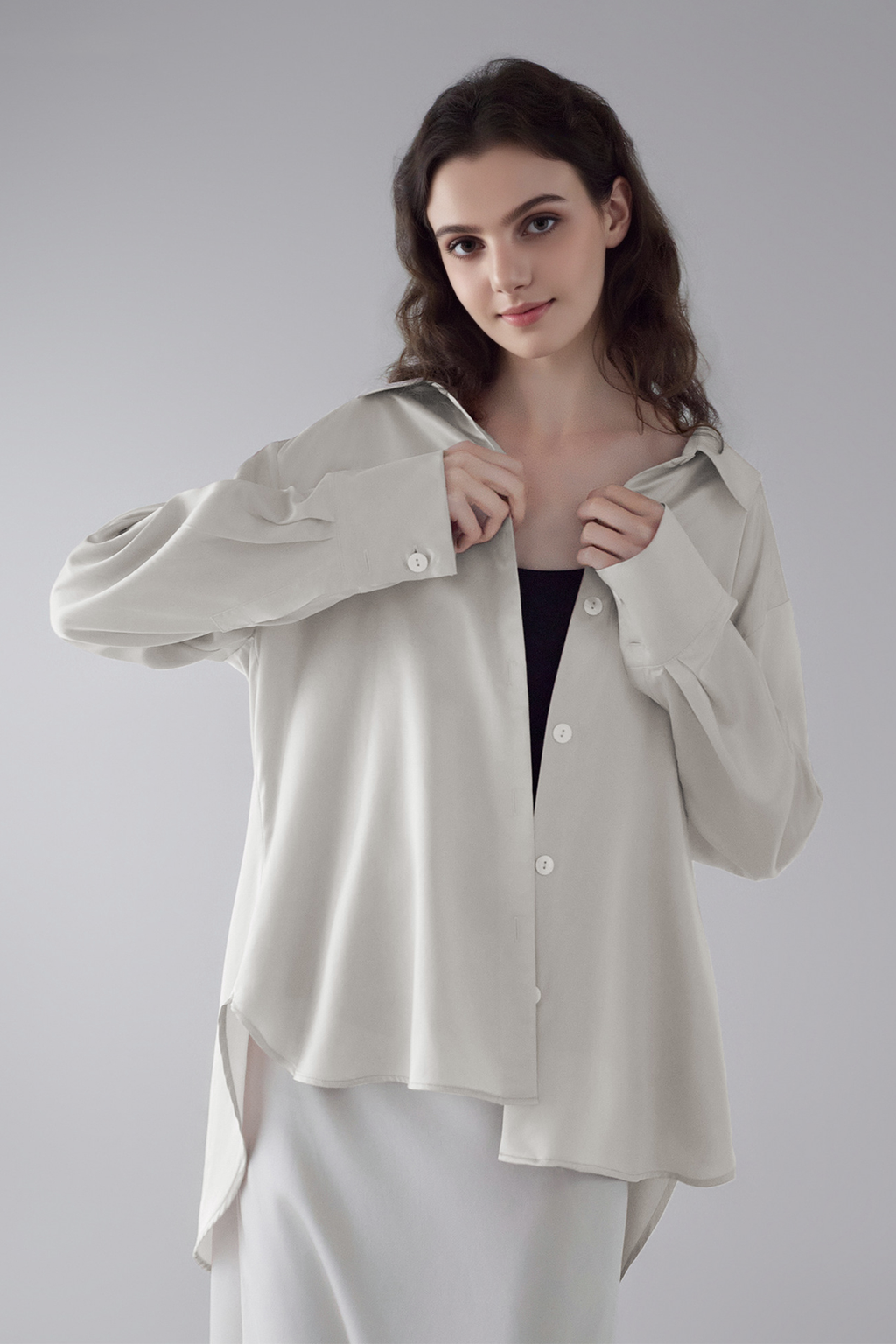 19 Momme Sandwashed Silk Button-Down Shirt
