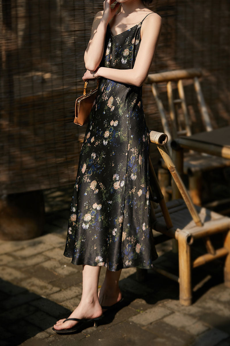 19 Momme Silk-Blend Slip Dress in Floral Print