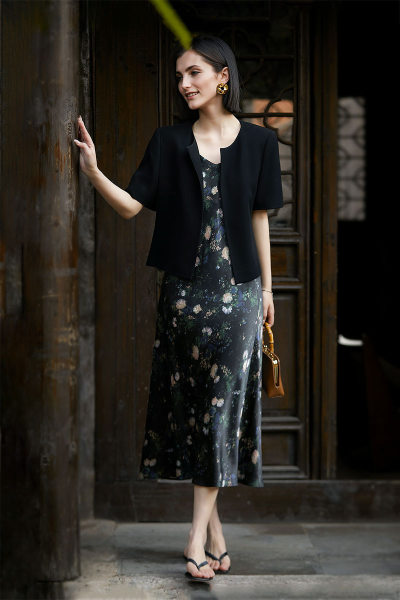 19 Momme Silk-Blend Slip Dress in Floral Print