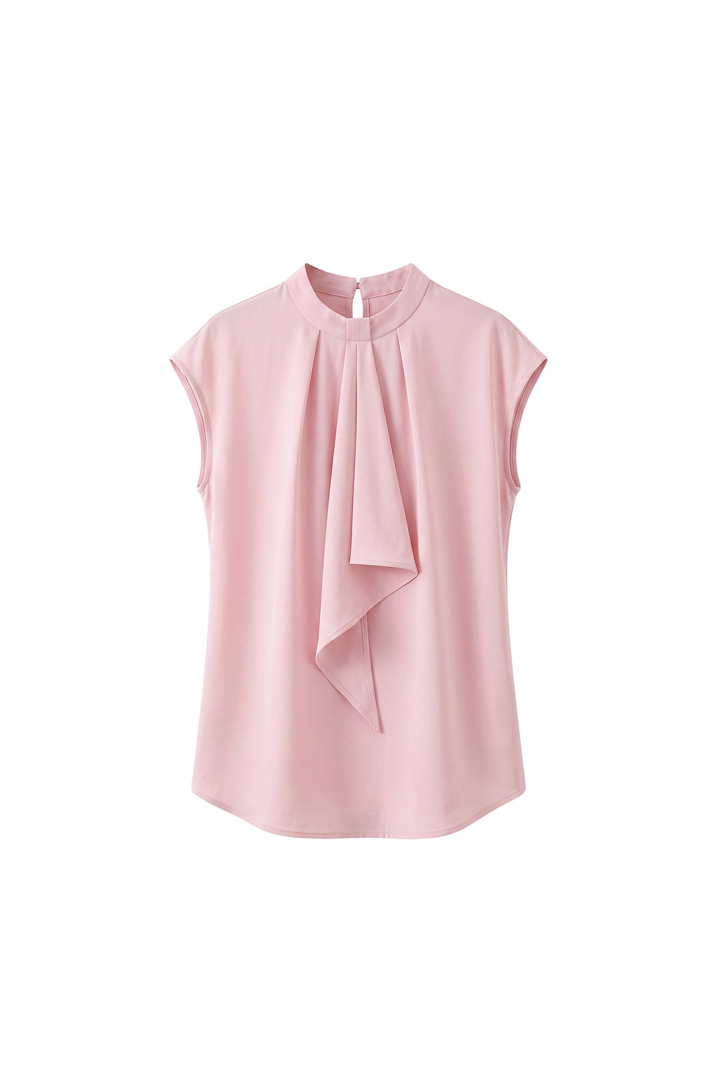 19 Momme Silk Cap-Sleeve Crewneck Ribbon Blouse