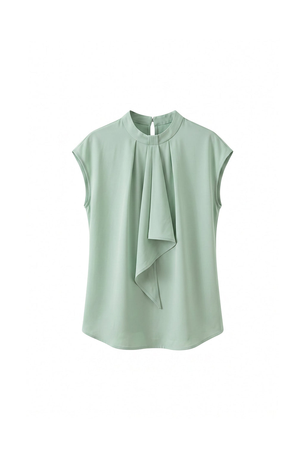 19 Momme Silk Cap-Sleeve Crewneck Ribbon Blouse
