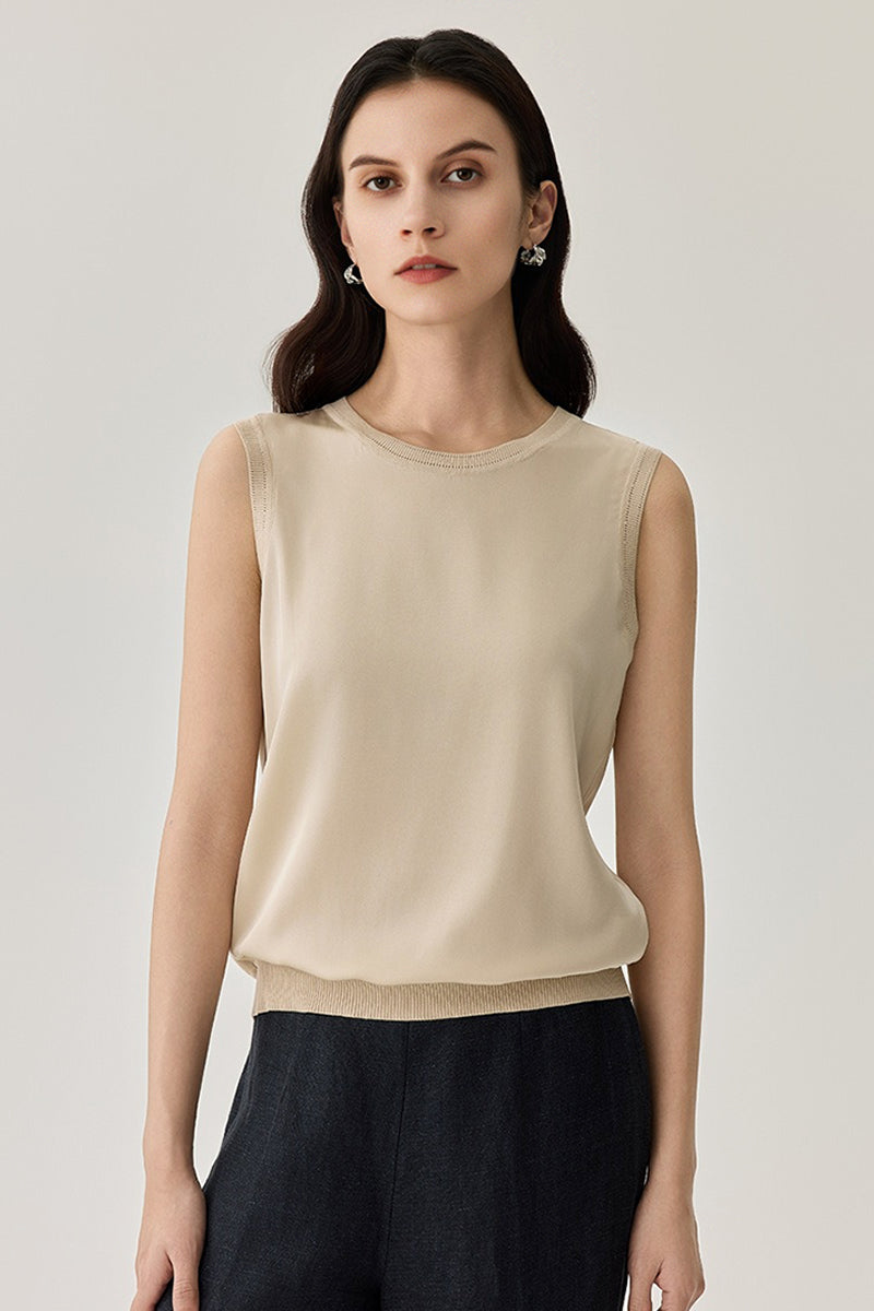 19 Momme Silk Sleeveless Round Neck Tank Top