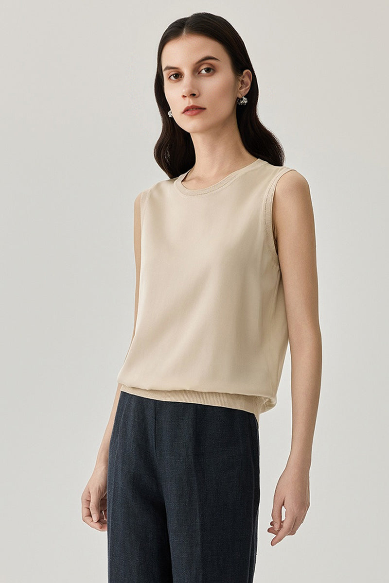 19 Momme Silk Sleeveless Round Neck Tank Top