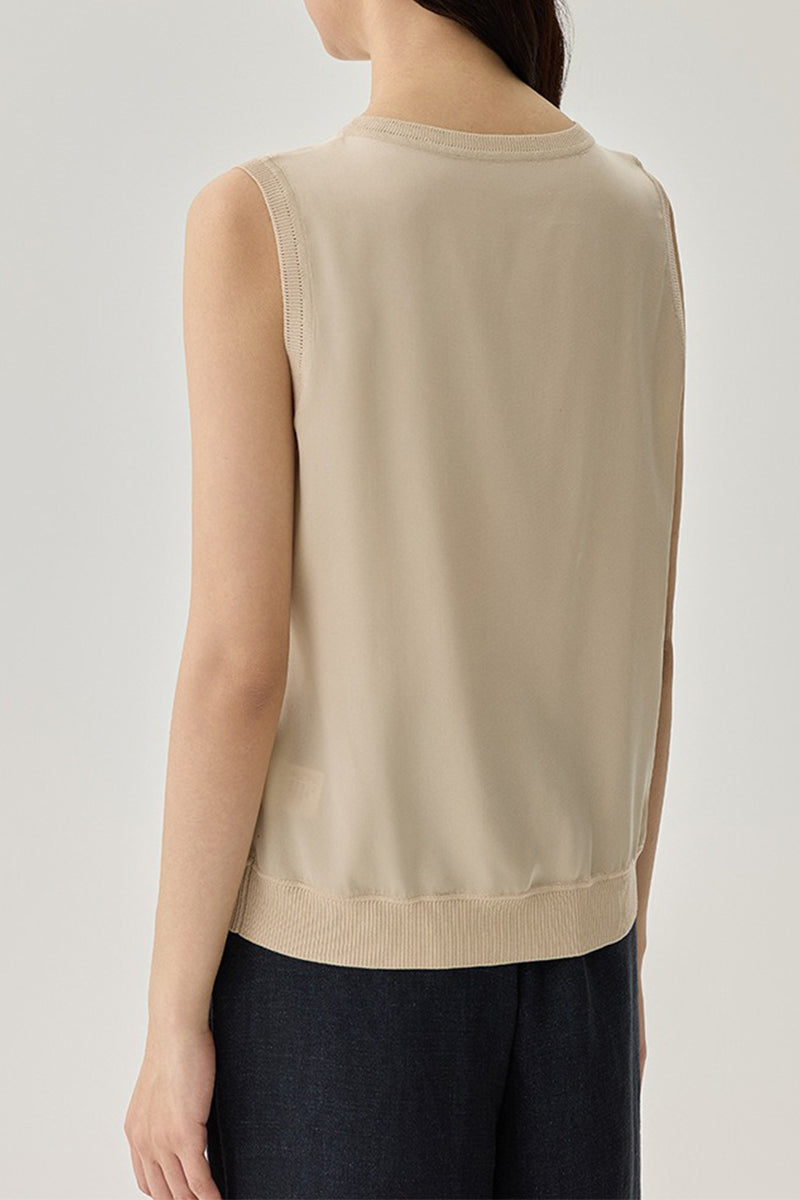 19 Momme Silk Sleeveless Round Neck Tank Top