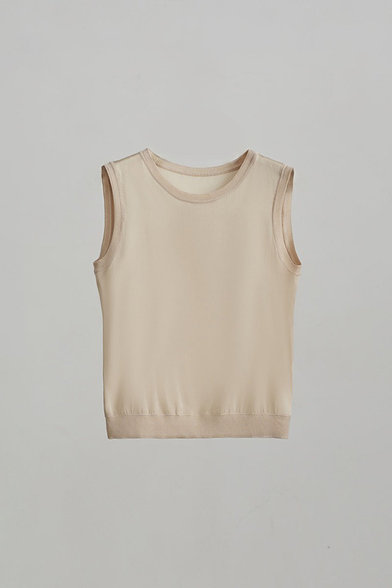 19 Momme Silk Sleeveless Round Neck Tank Top