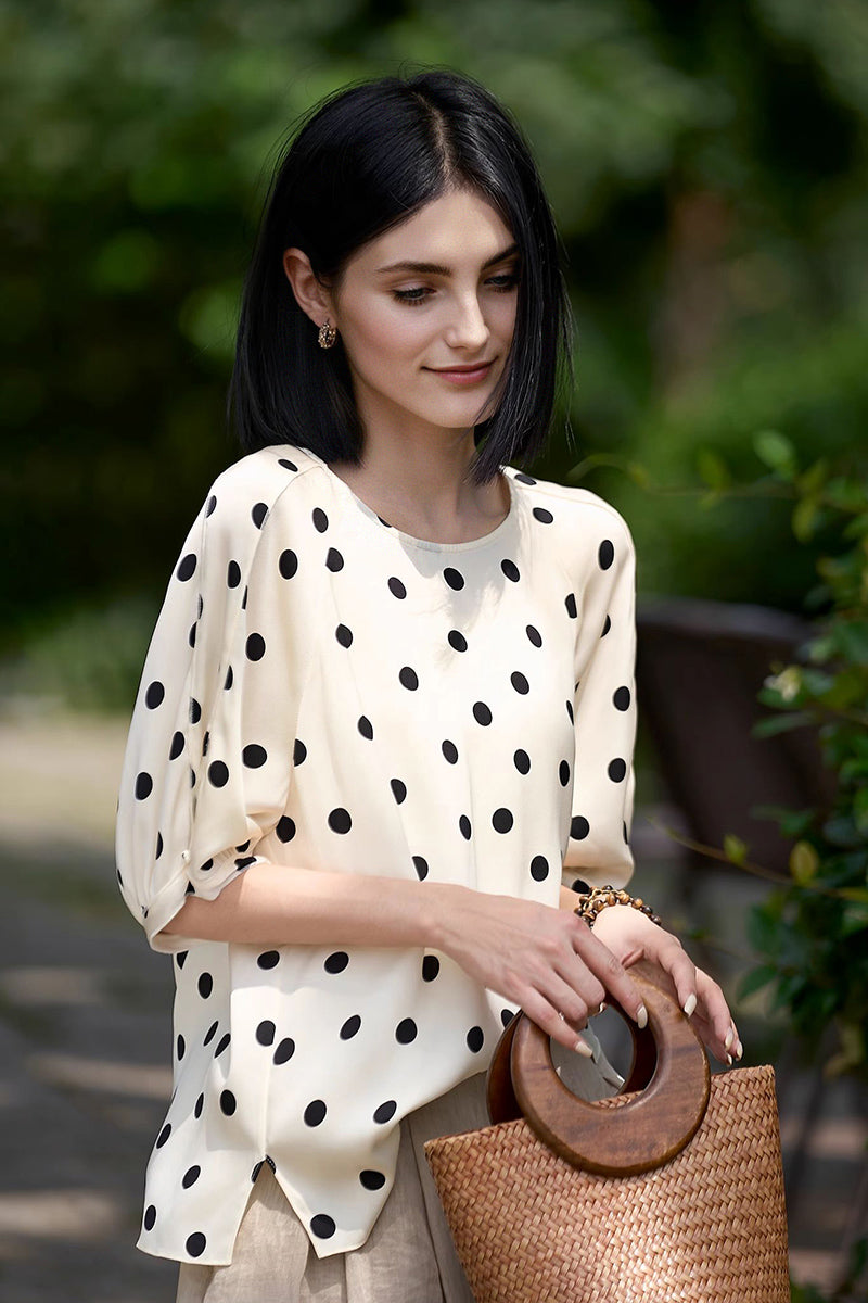 19MM Silk Double Georgette Polka Dot Blouse