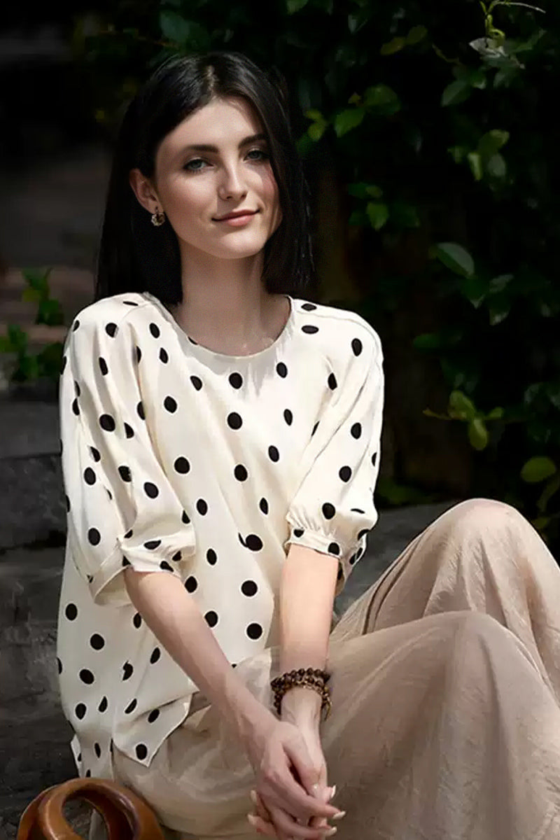 19MM Silk Double Georgette Polka Dot Blouse