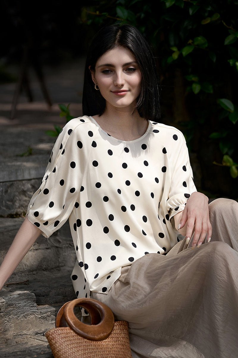 19MM Silk Double Georgette Polka Dot Blouse
