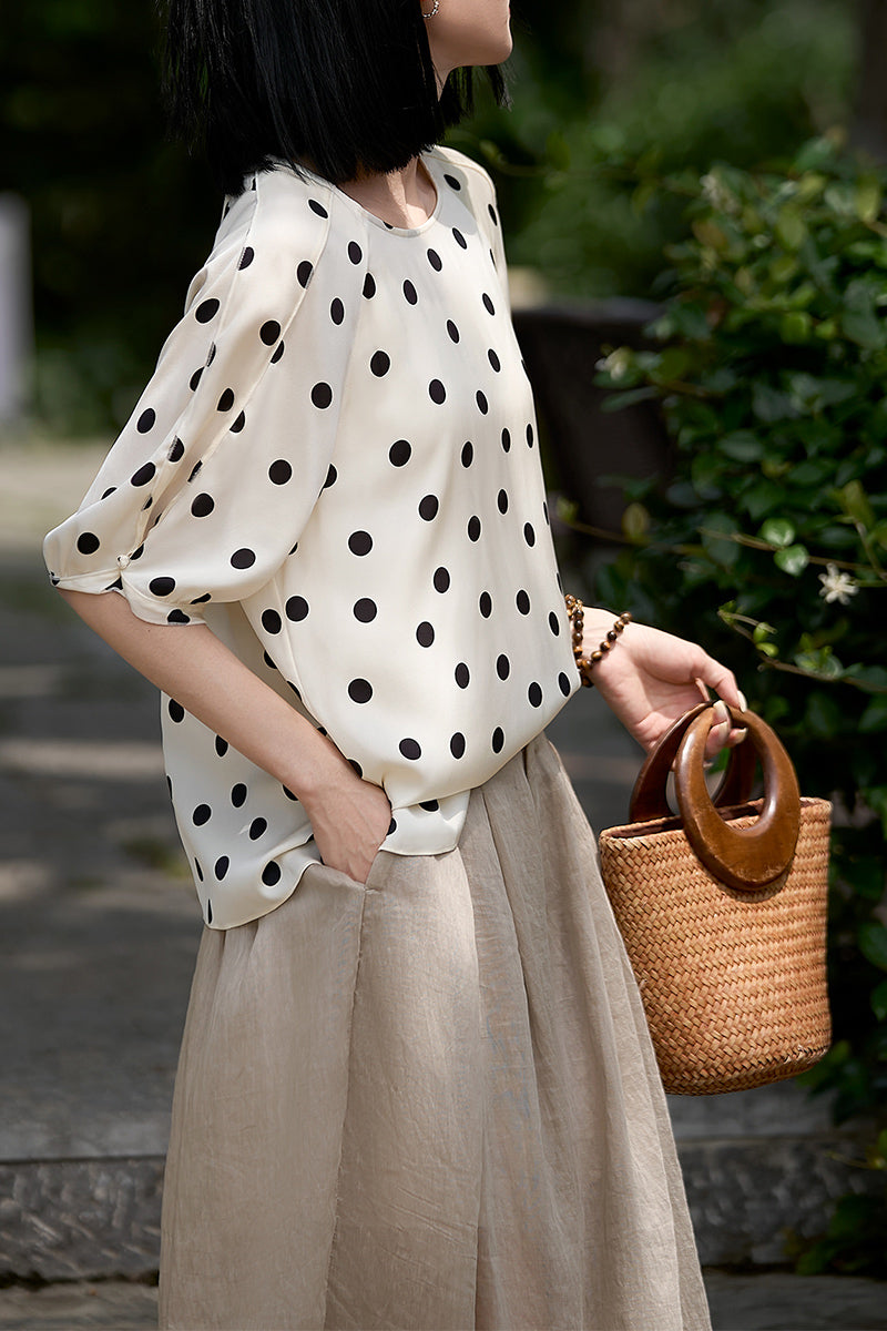 19MM Silk Double Georgette Polka Dot Blouse