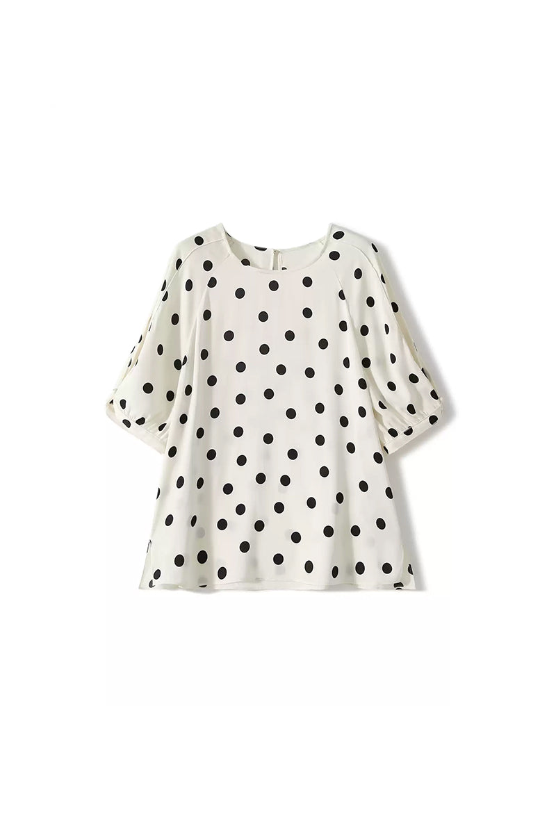 19MM Silk Double Georgette Polka Dot Blouse