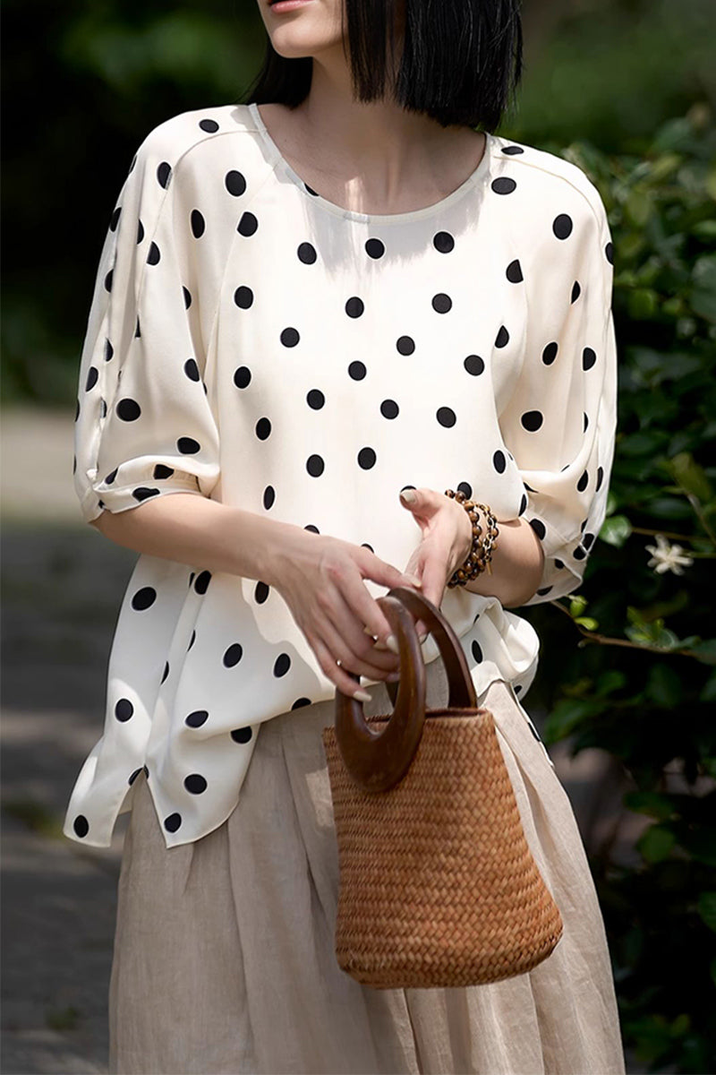 19MM Silk Double Georgette Polka Dot Blouse