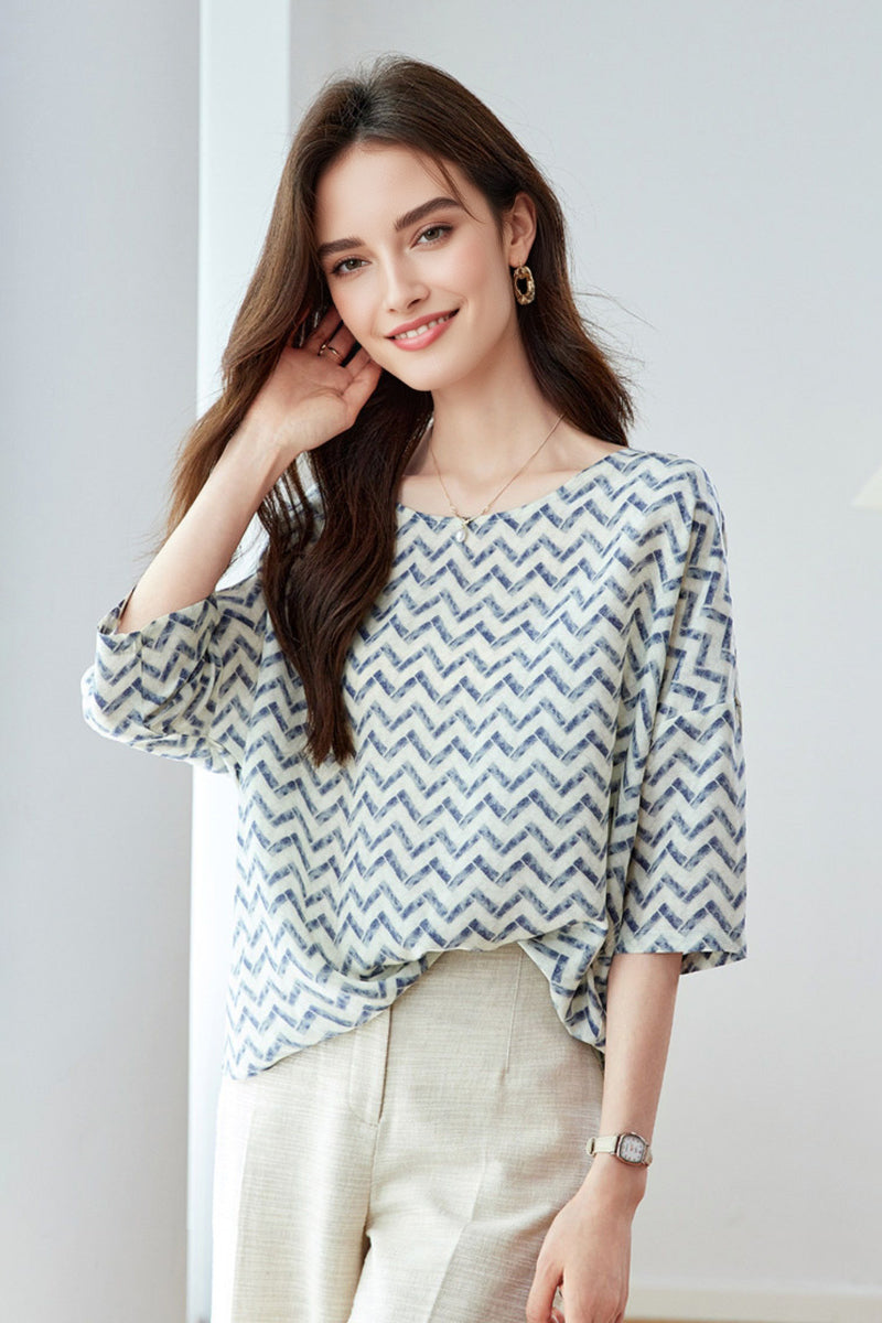 22 MM Silk Oversized Boho Printed Blouse