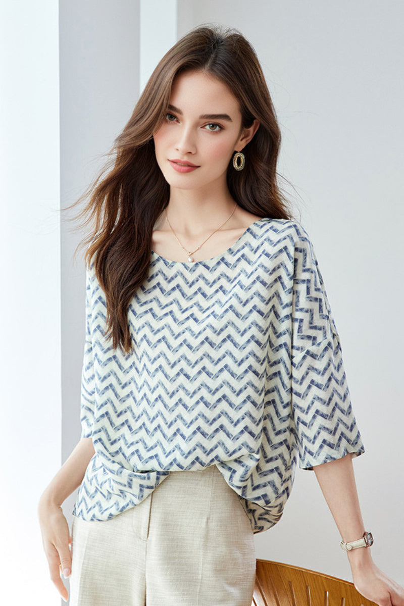 22 MM Silk Oversized Boho Printed Blouse