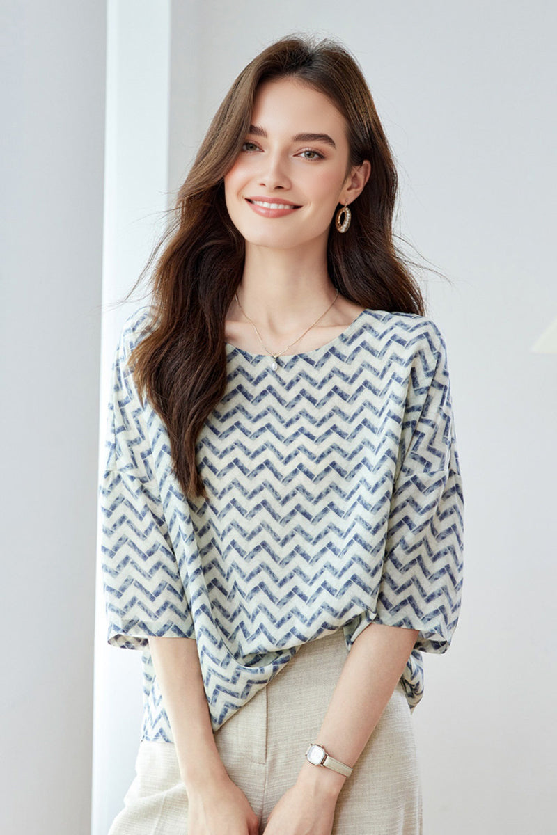 22 MM Silk Oversized Boho Printed Blouse