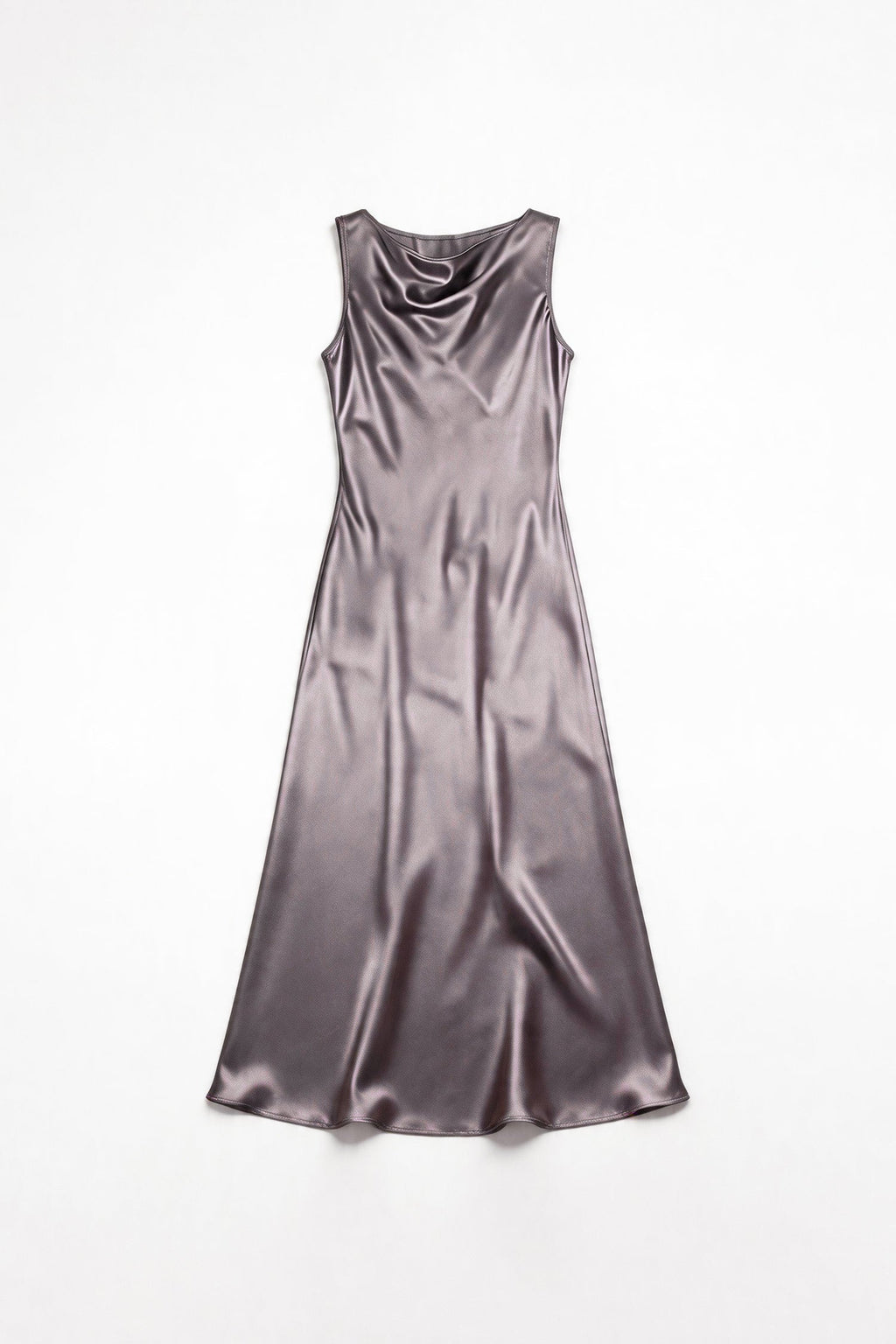 22 Momme Silk Sleevelss Cowl Neck Midi Dress