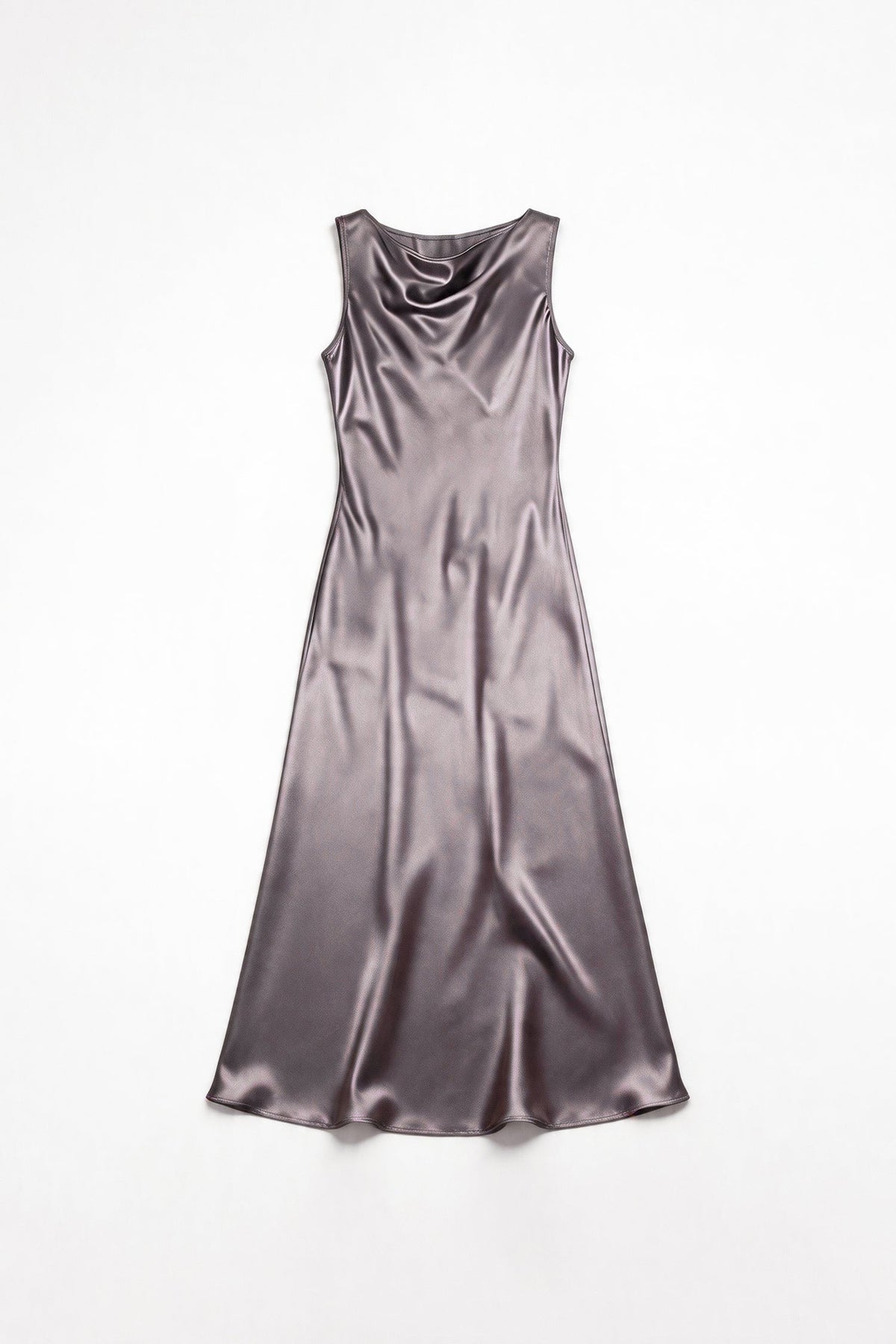 22 Momme Silk Sleevelss Cowl Neck Midi Dress