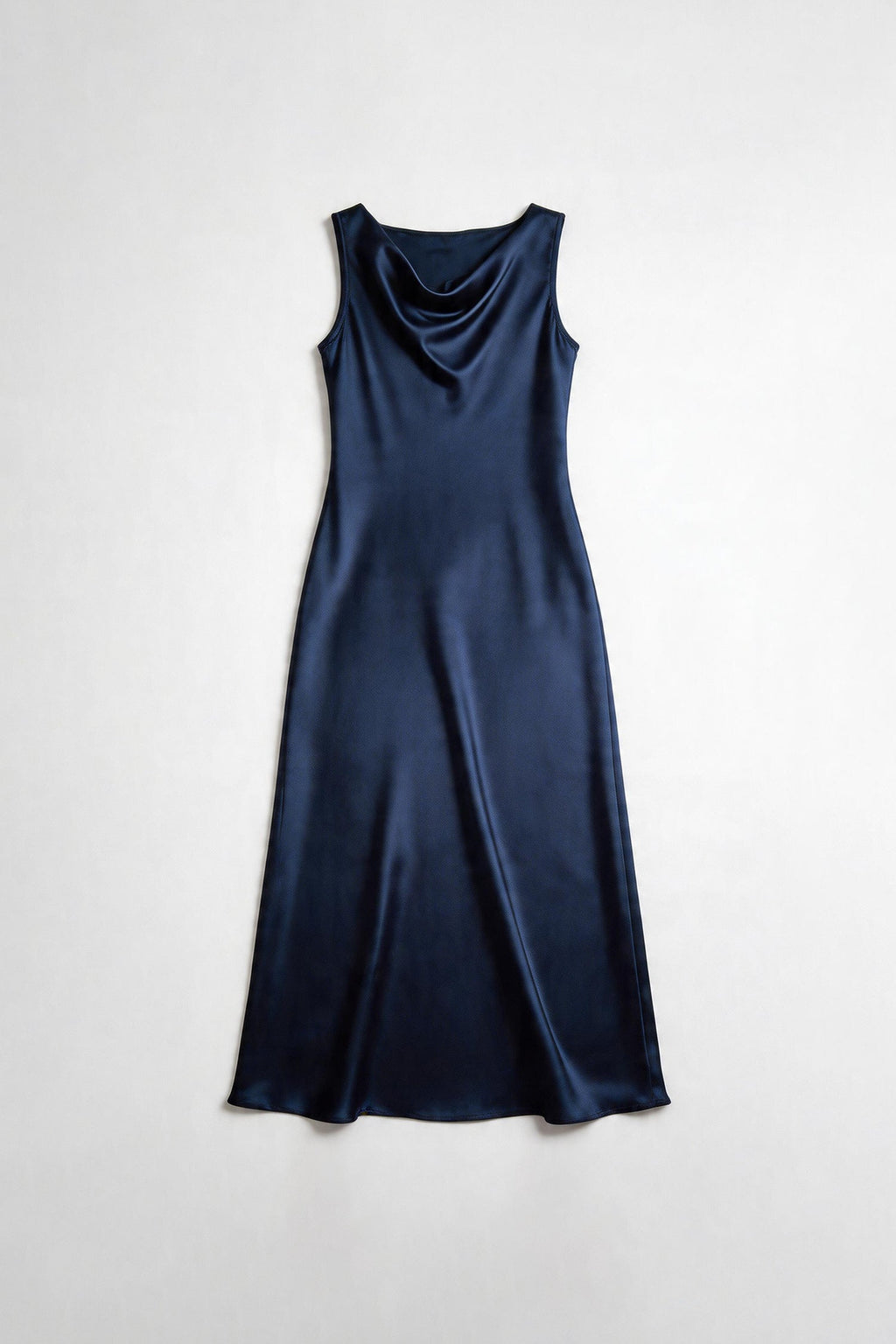 22 Momme Silk Sleevelss Cowl Neck Midi Dress