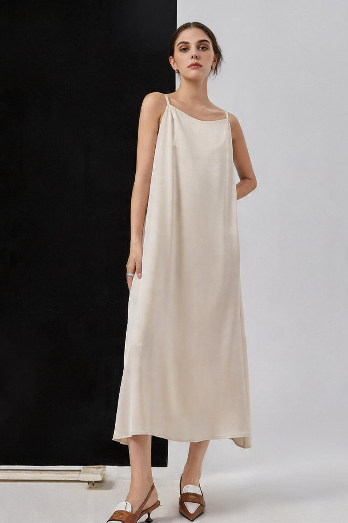 22 Momme Stretch Silk Double Crepe Slip Dress