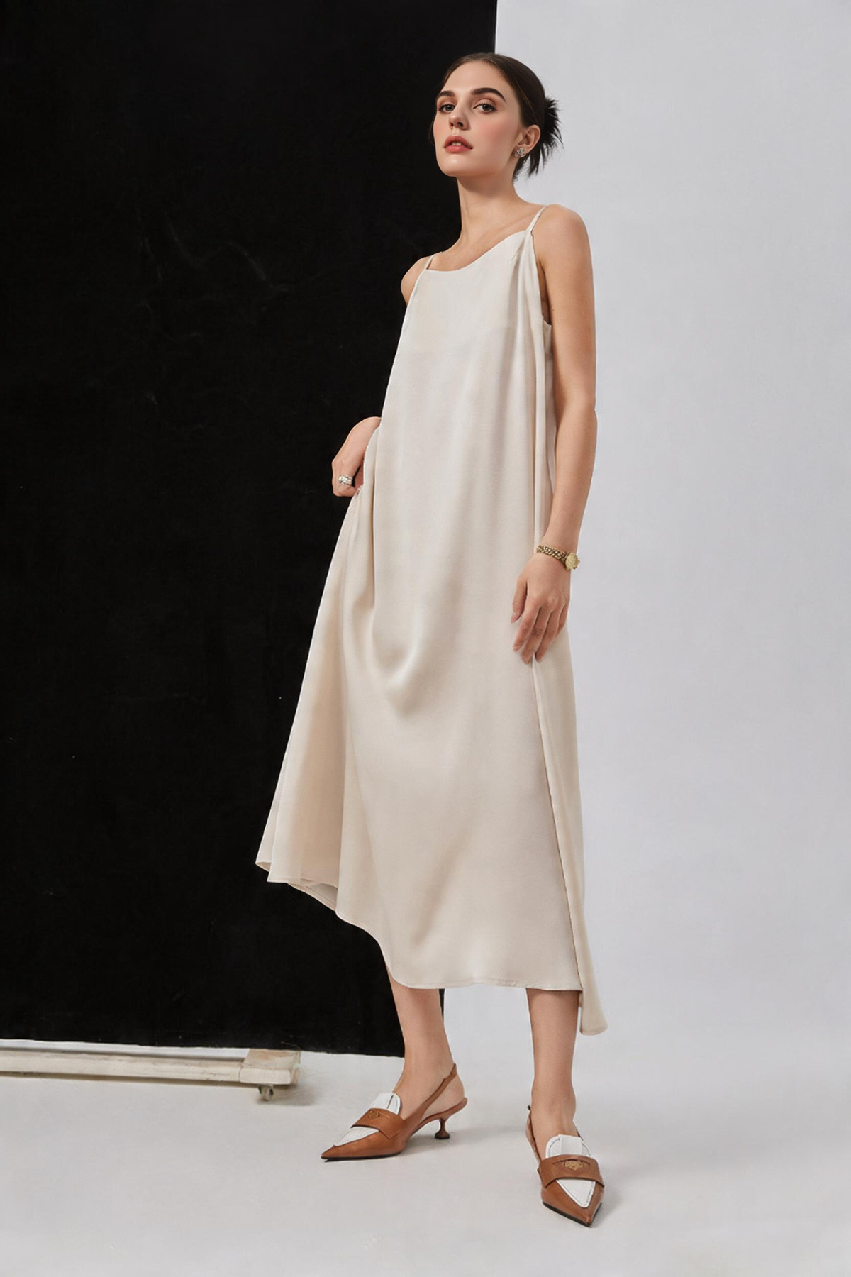22 Momme Stretch Silk Double Crepe Slip Dress
