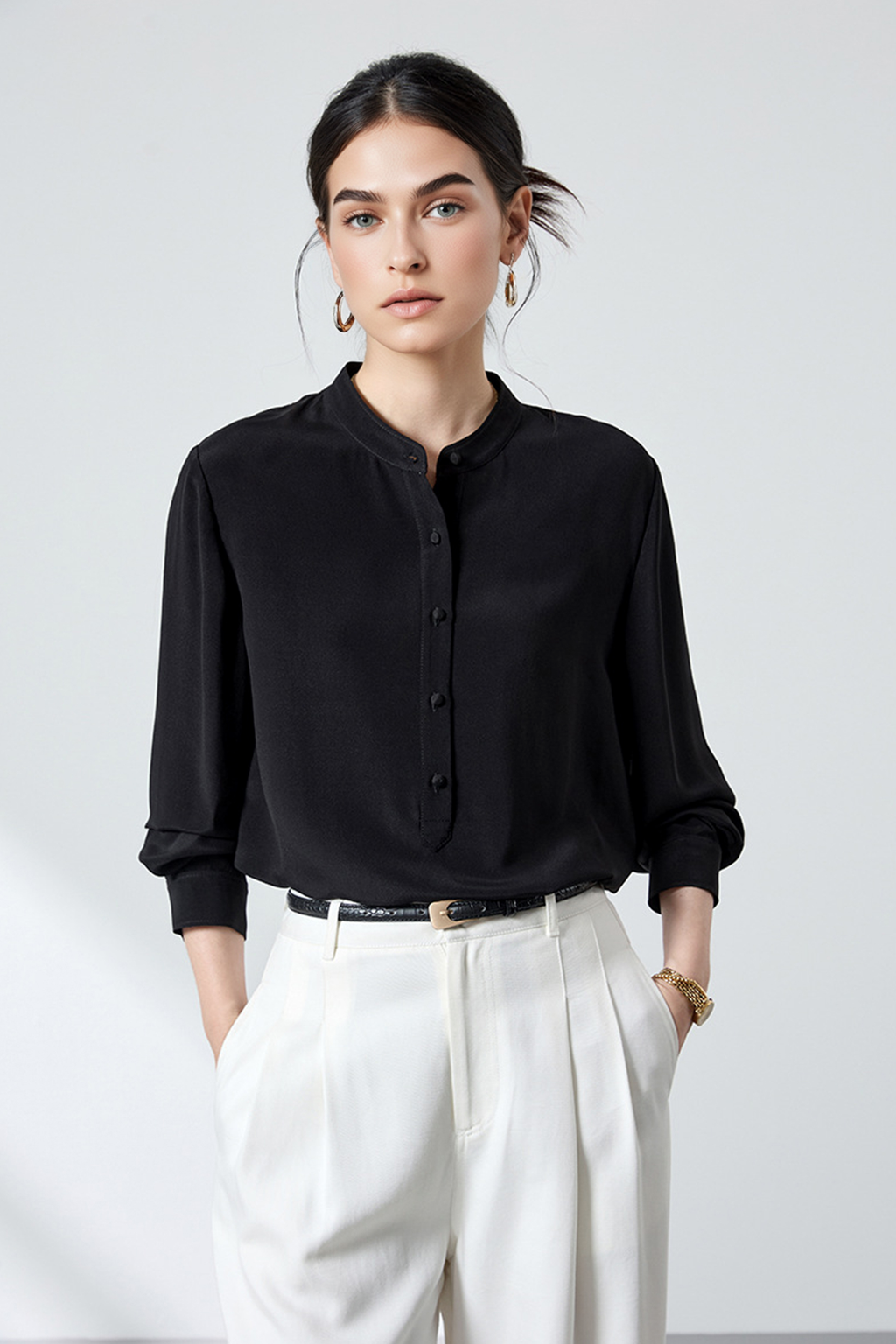 23 Momme 100% Silk Long Sleeve Blouse