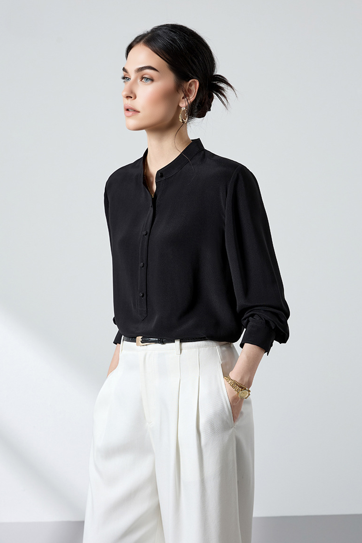 23 Momme 100% Silk Long Sleeve Blouse