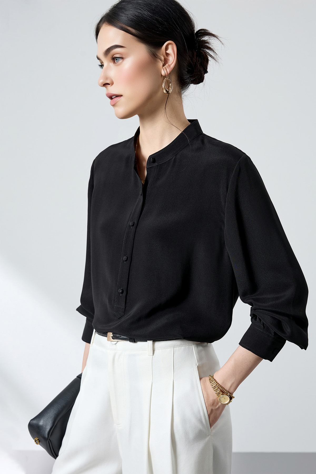 23 Momme 100% Silk Long Sleeve Blouse