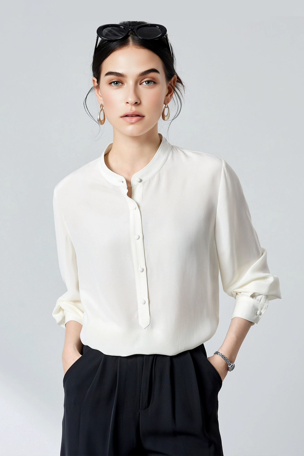 23 Momme 100% Silk Long Sleeve Blouse