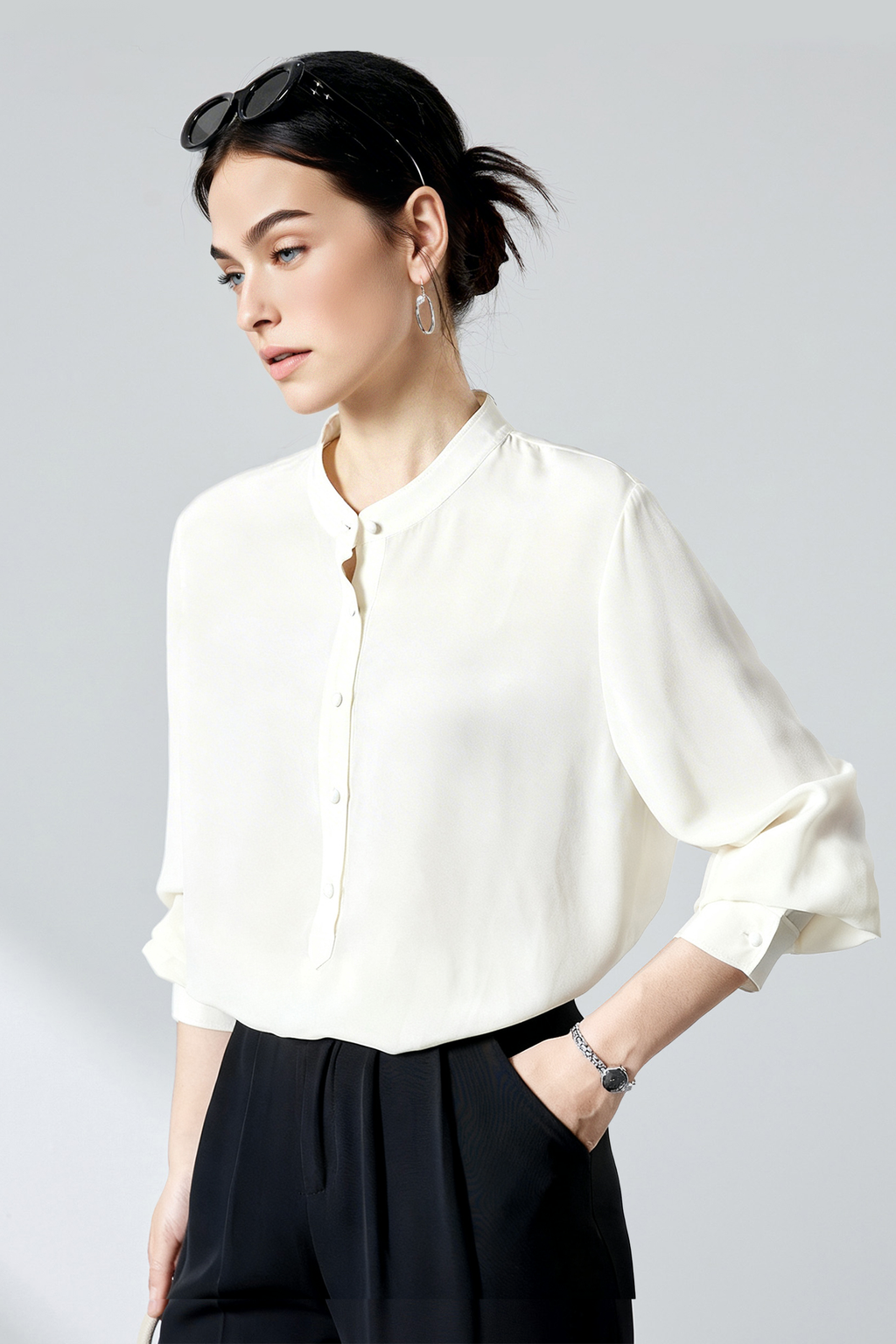 23 Momme 100% Silk Long Sleeve Blouse