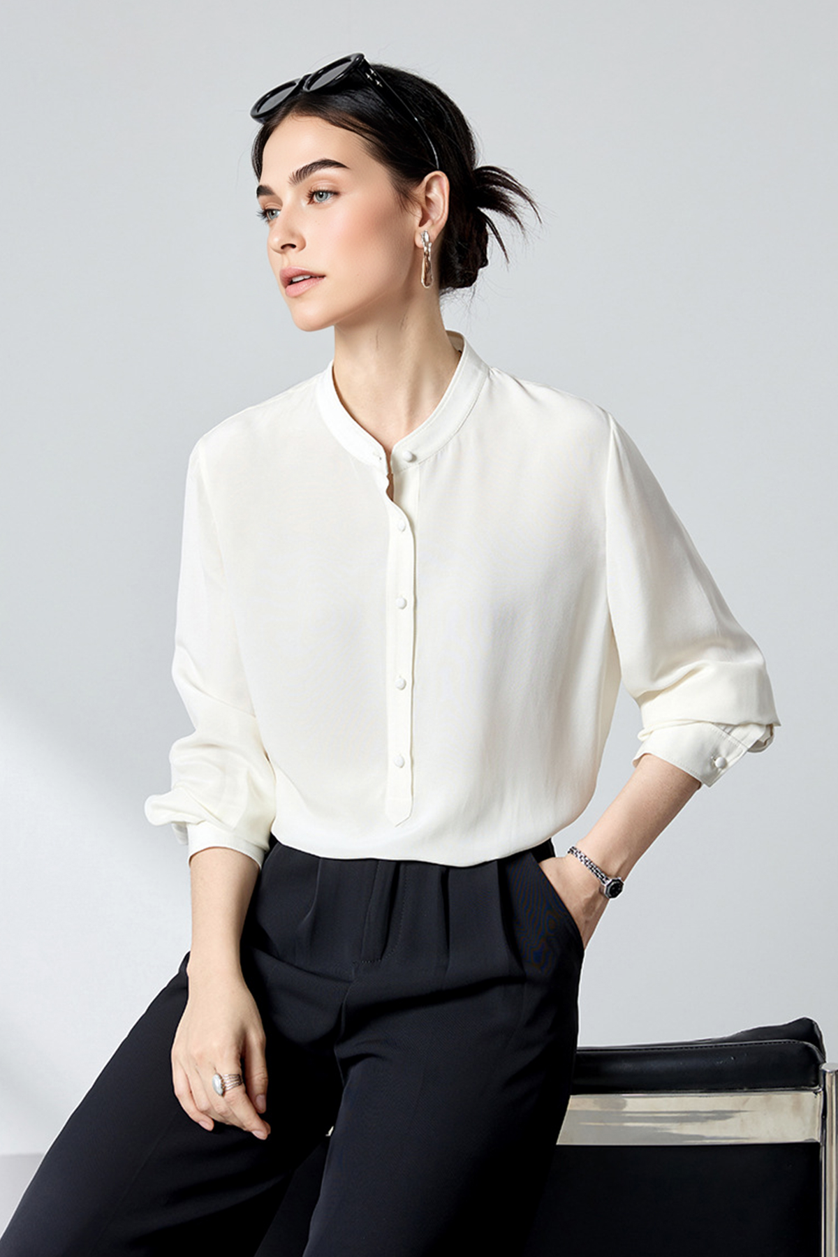 23 Momme 100% Silk Long Sleeve Blouse