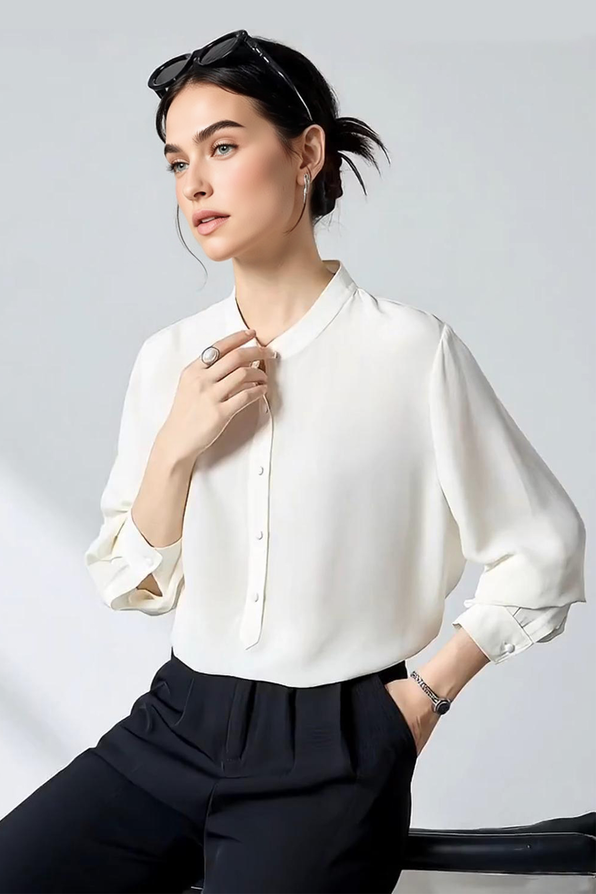 23 Momme 100% Silk Long Sleeve Blouse