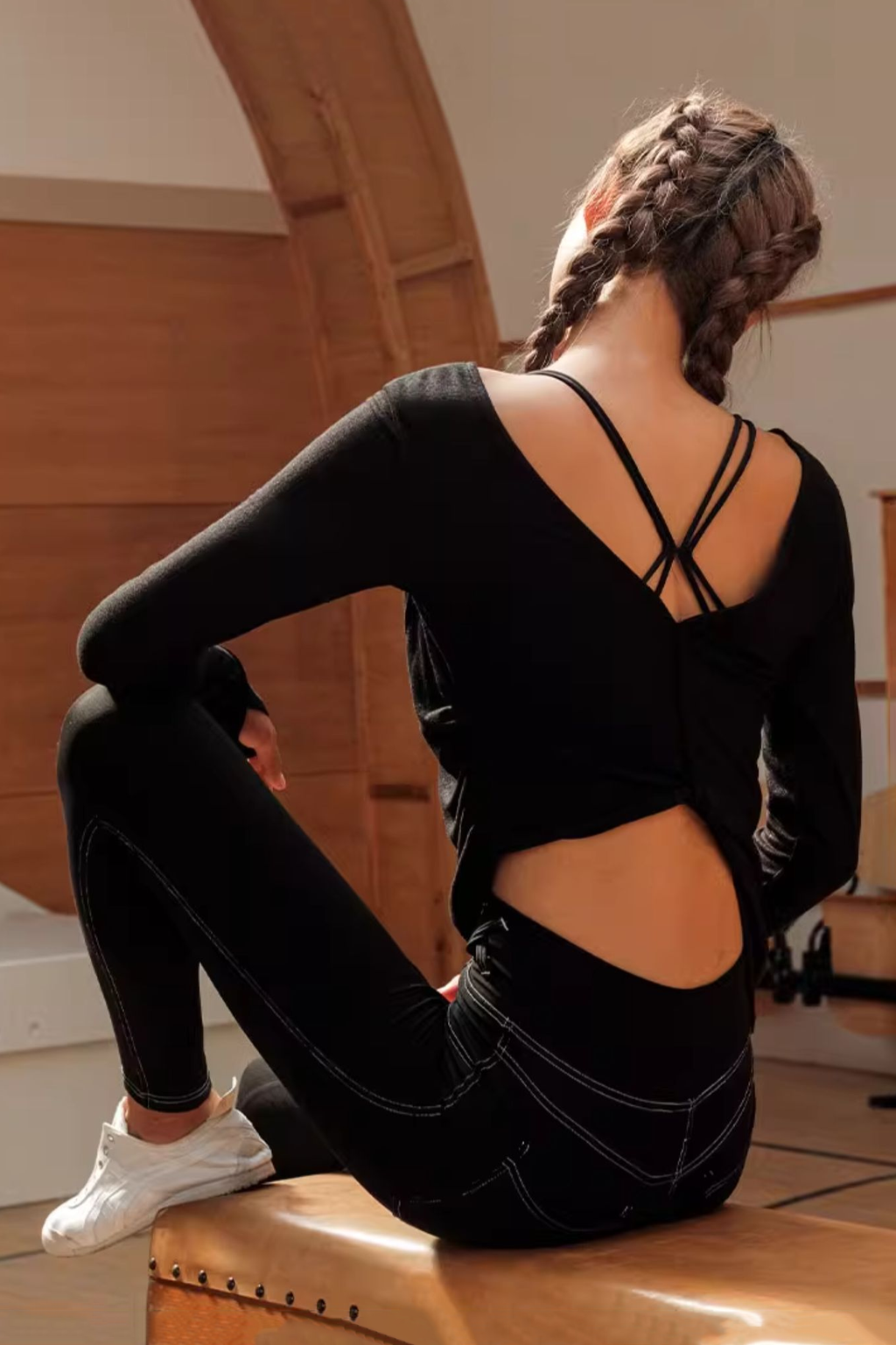 Asymmetric Open Back Long Sleeve T Shirt