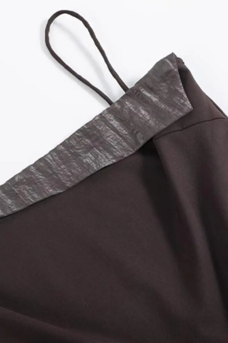 Asymmetric Spaghetti Strap Tank Top with Cinched Waist