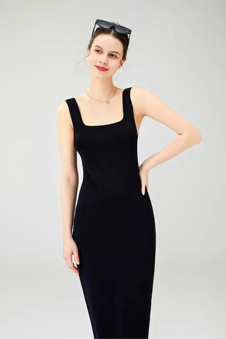 Black Bodycon Knitted Tank Dress