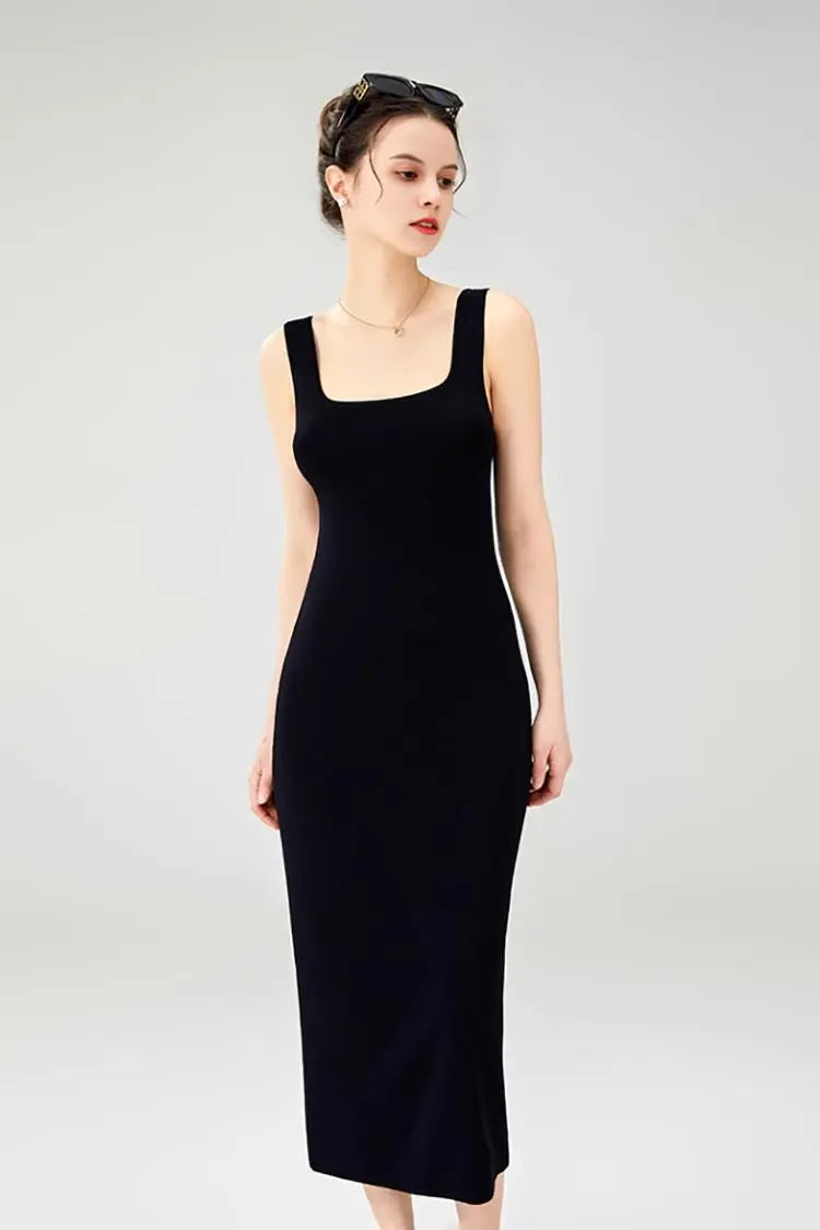 Black Bodycon Knitted Tank Dress