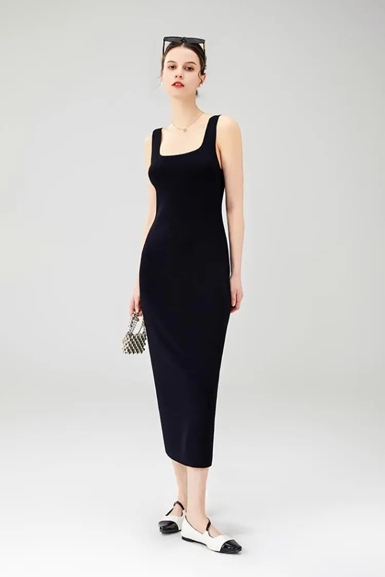 Black Bodycon Knitted Tank Dress