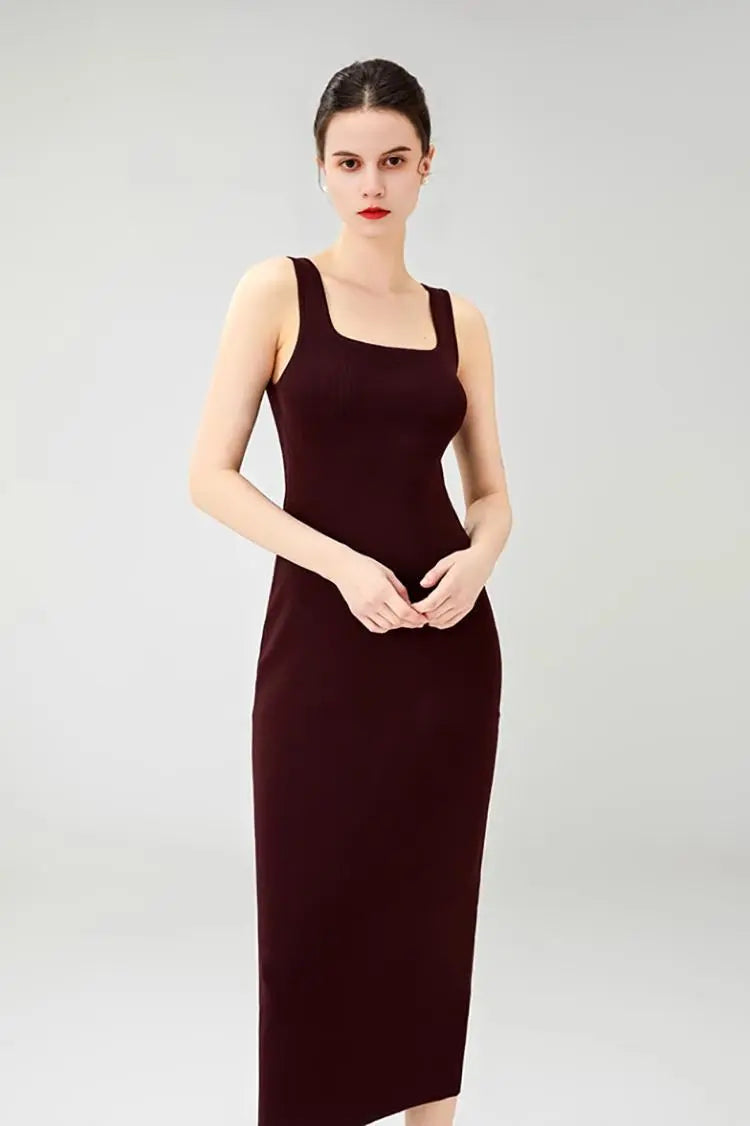 Black Bodycon Knitted Tank Dress
