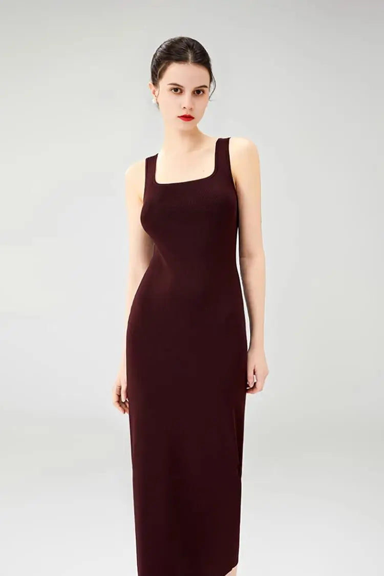 Black Bodycon Knitted Tank Dress