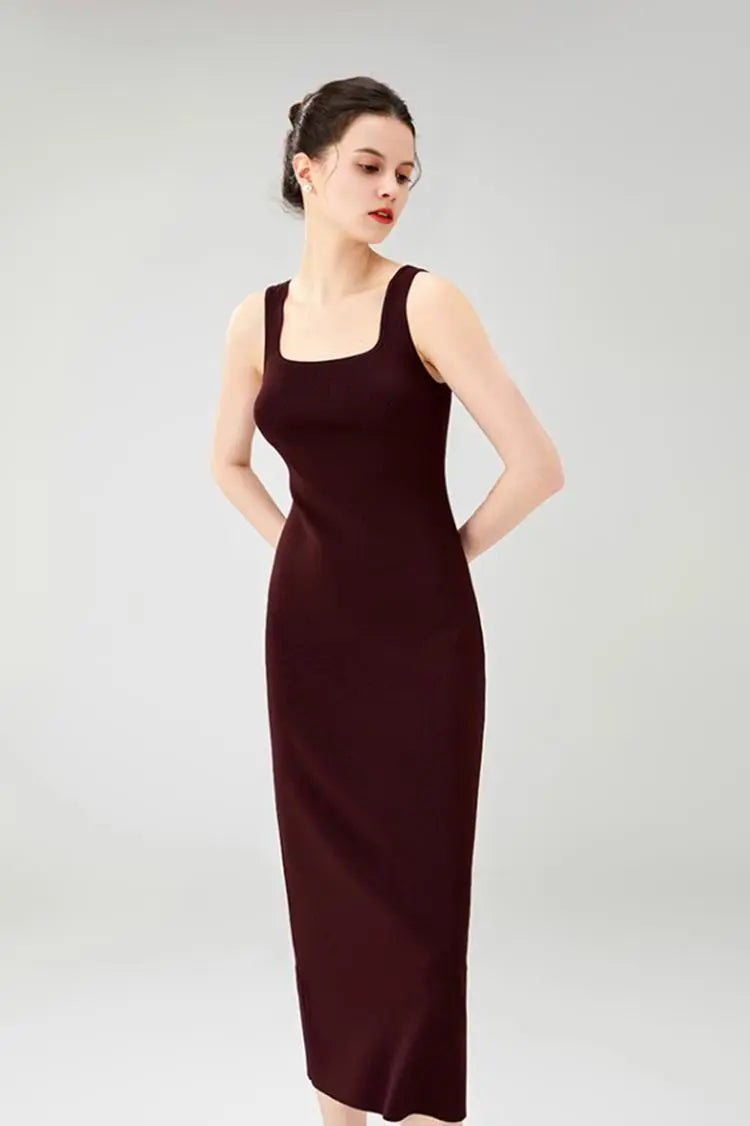 Black Bodycon Knitted Tank Dress