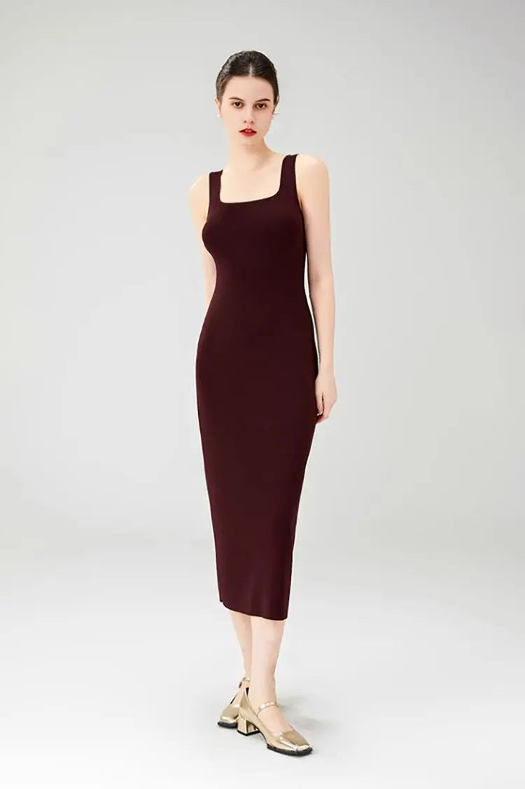 Black Bodycon Knitted Tank Dress