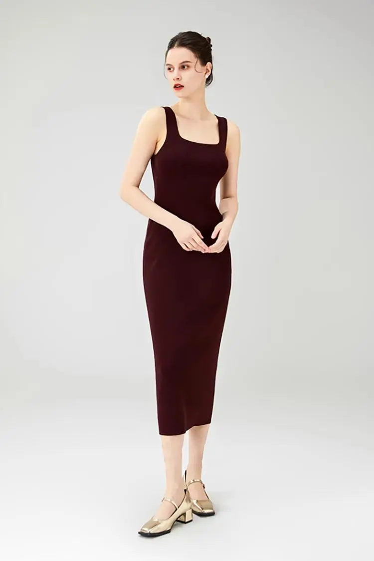 Black Bodycon Knitted Tank Dress