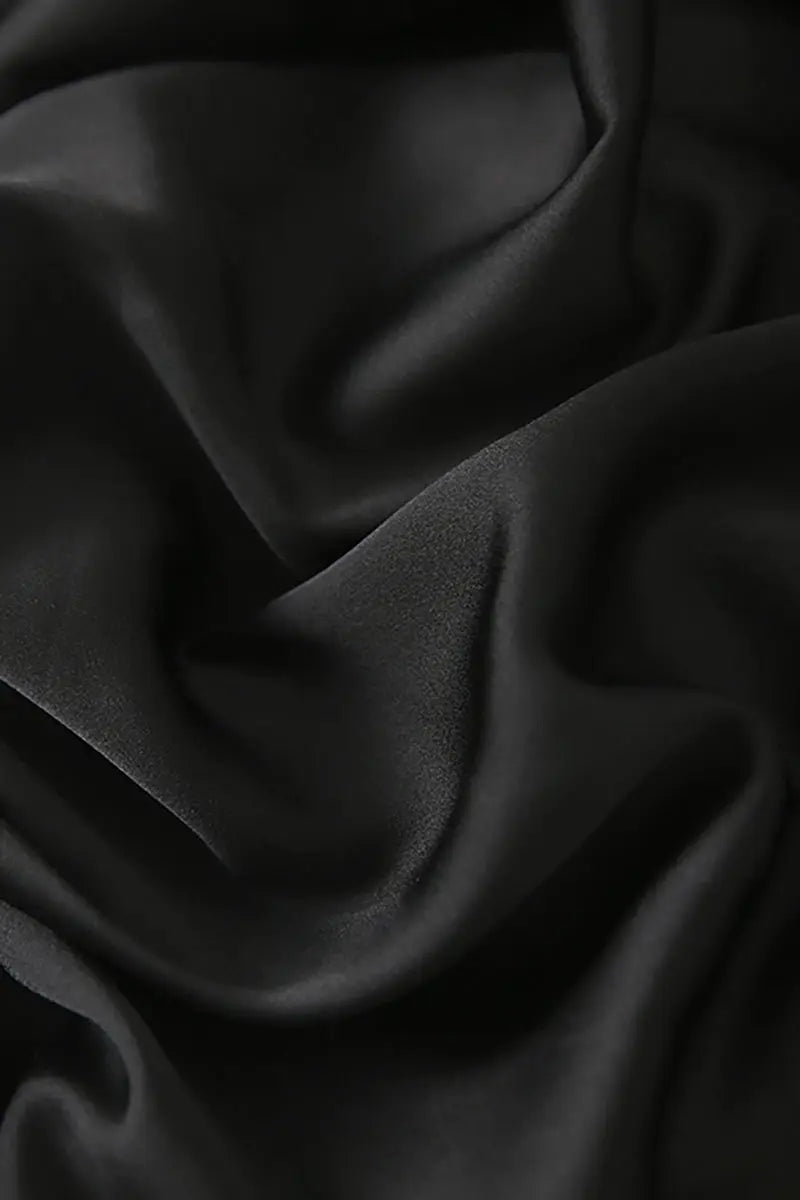 Black Triacetate V-Neck Gathered Waist Midi Dress