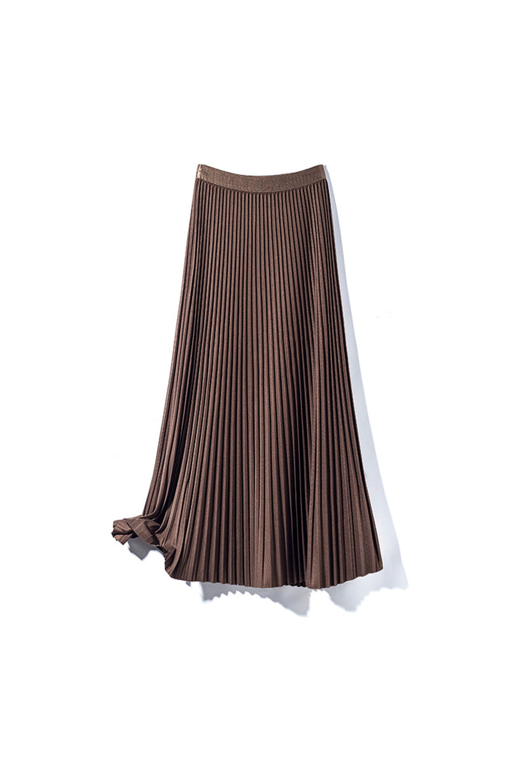 Brown Wool Blend Maxi Pleated Skirt