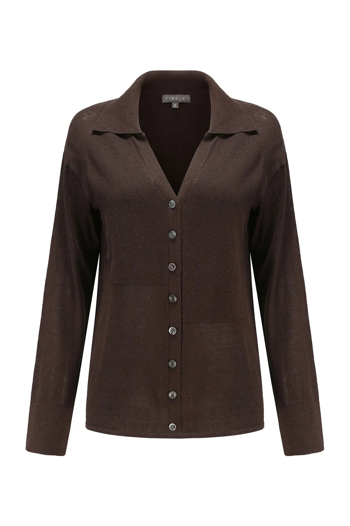 Long Sleeve Silk Knitted Blend Button Down Shirt